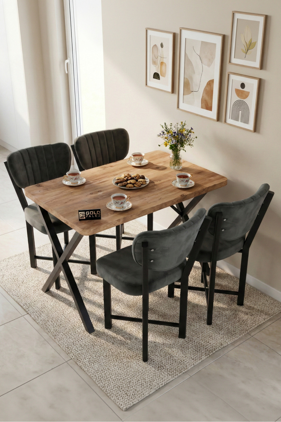 Elma Set tavolo da cucina – Multicolore grigio
