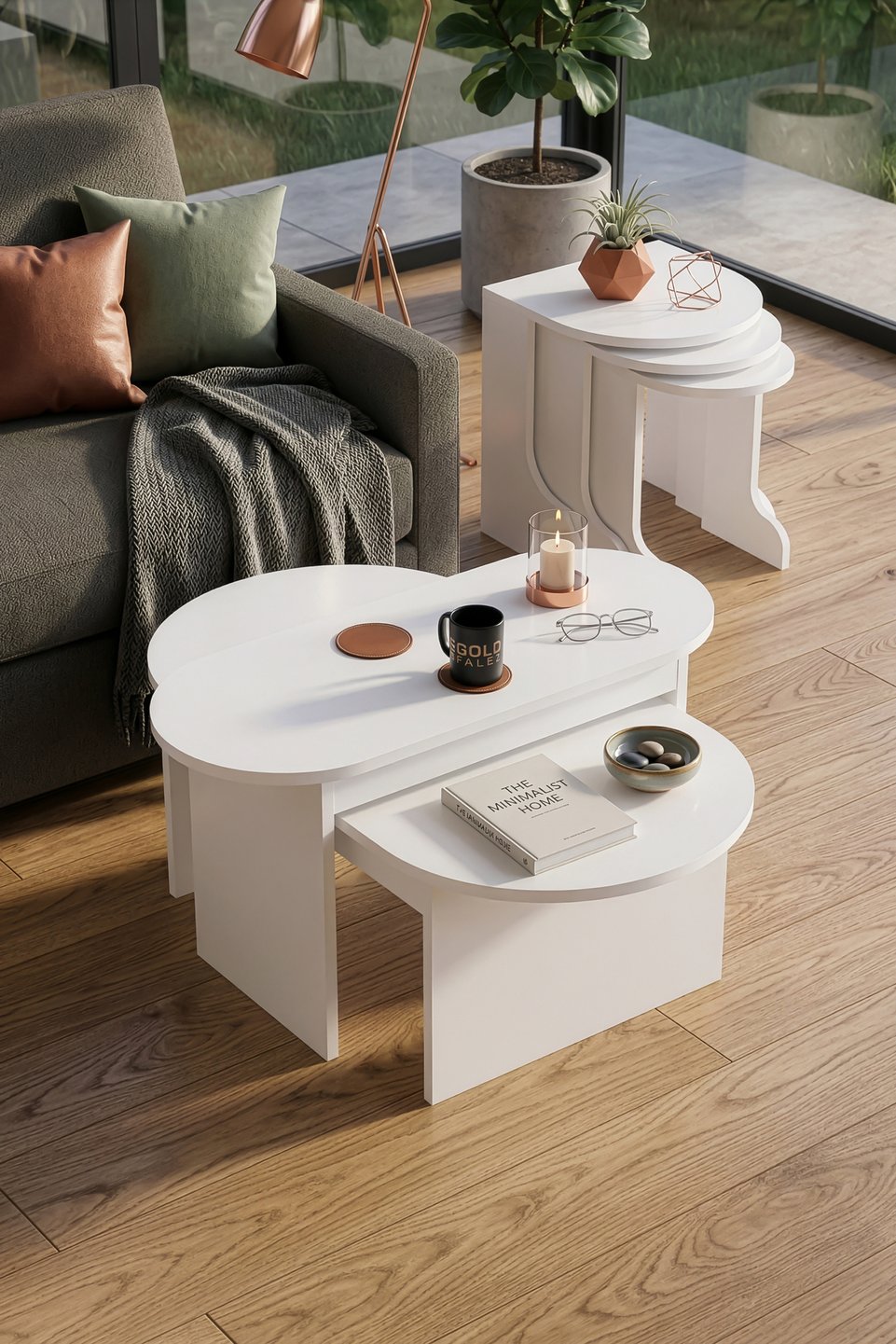 Setro Set di tavolini da salotto – Bianco