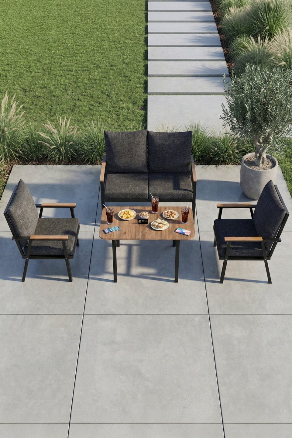 Metalen tuinset met kussens 7