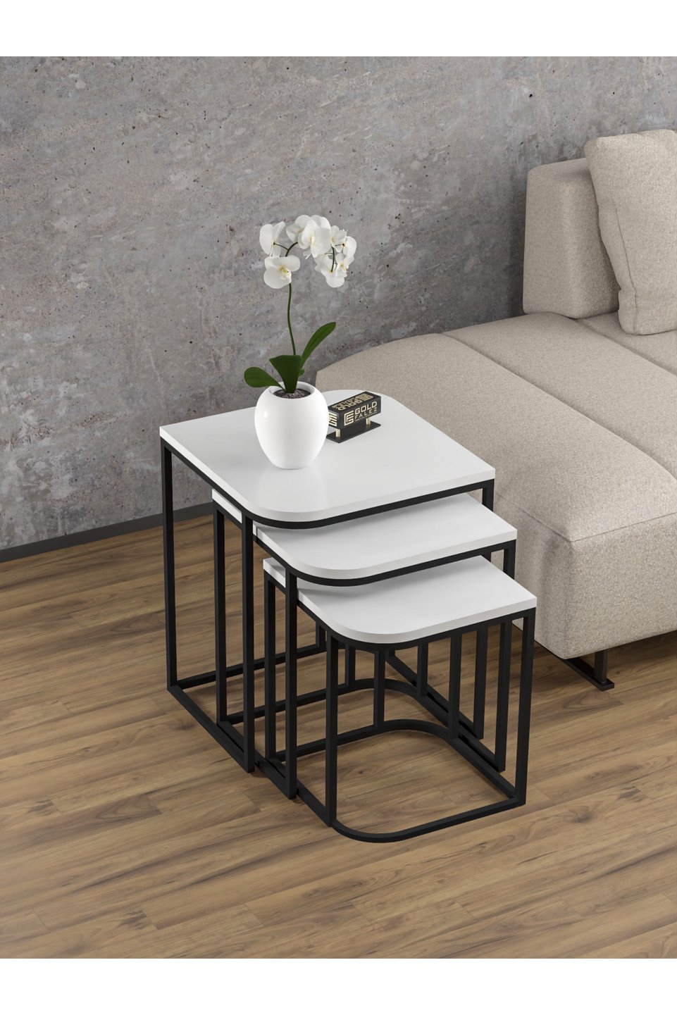 Damla Tables gigognes – Lot de 3 · Blanc