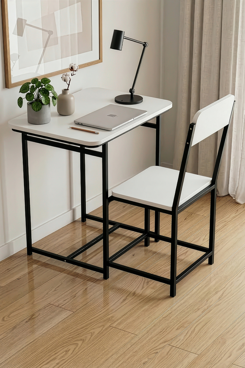 Bureau Minor Classic en panneau de particules mélaminé blanc