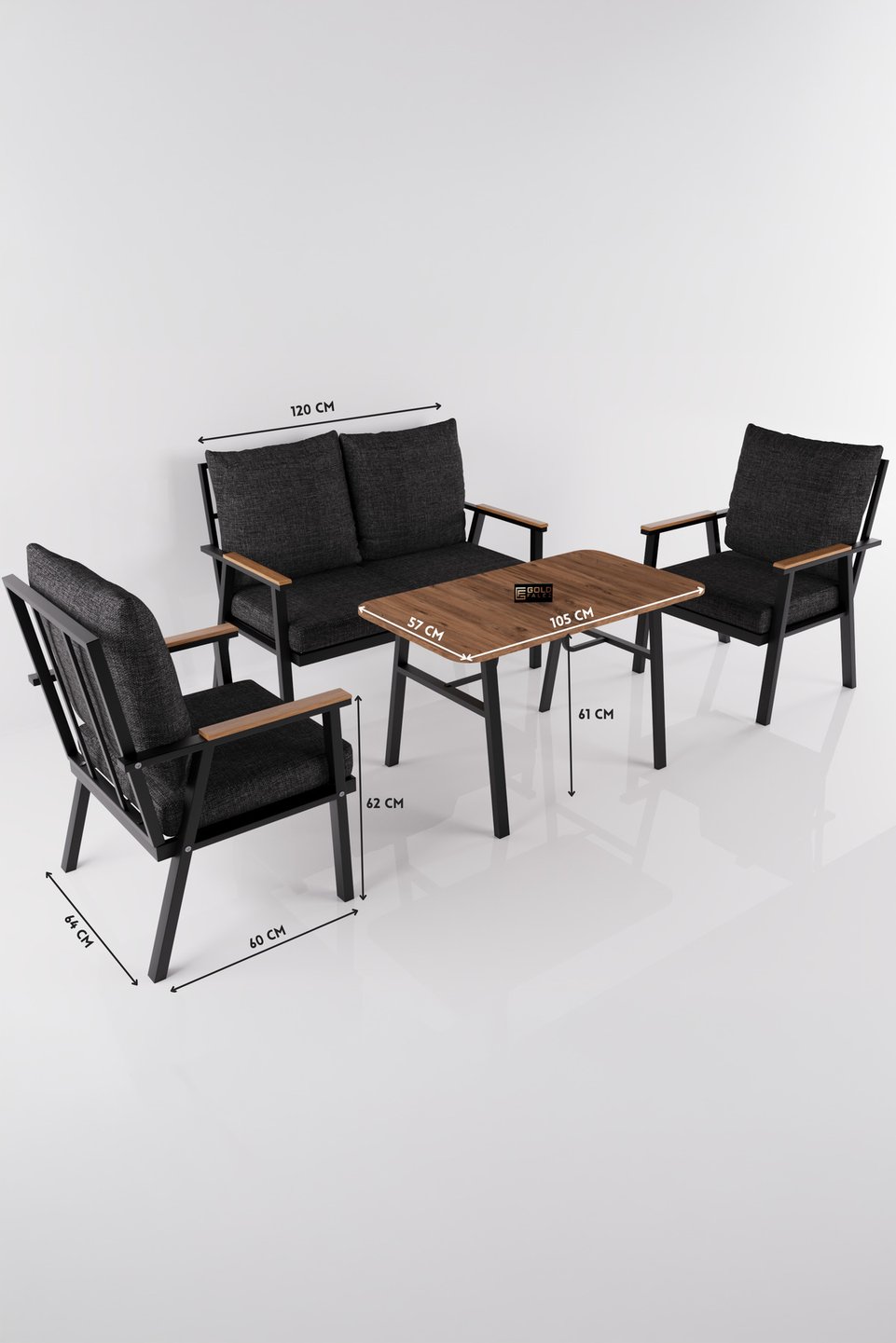Metalen tuinset met kussens 8
