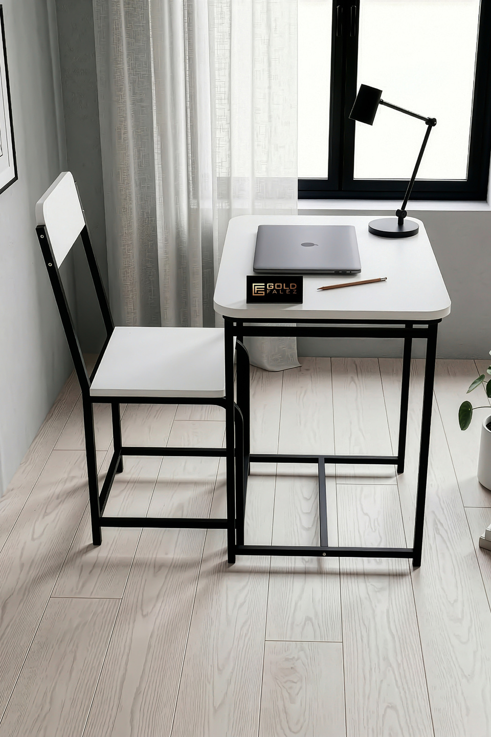 Bureau Minor Classic en panneau de particules mélaminé blanc 4