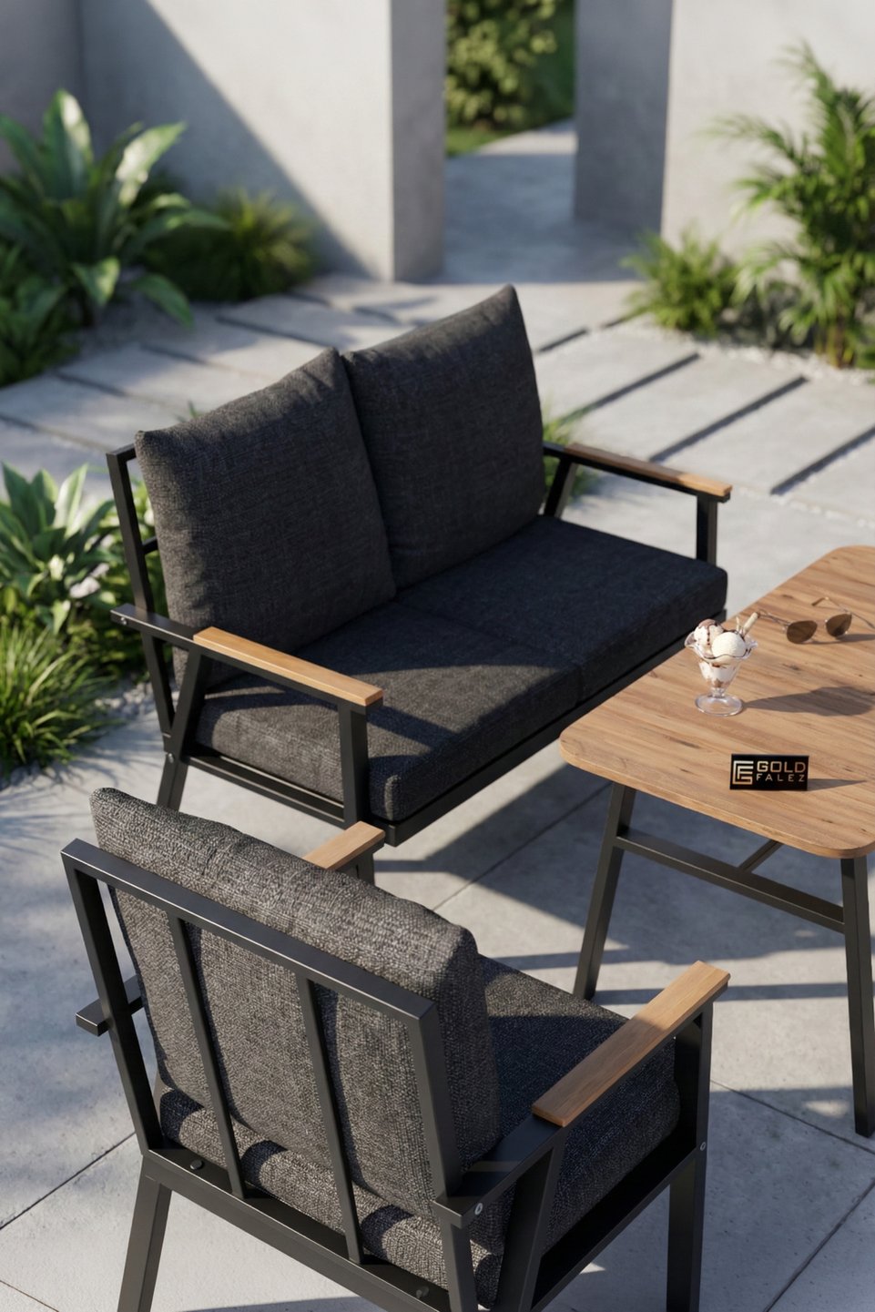 Metalen tuinset met kussens 4