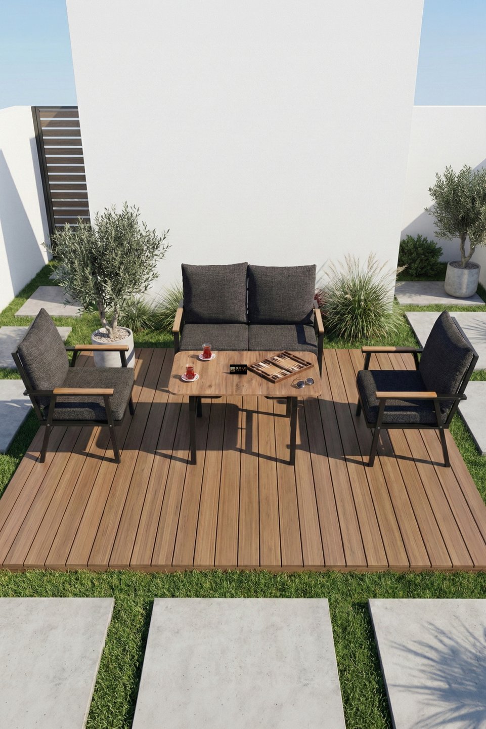 Metalen tuinset met kussens 6