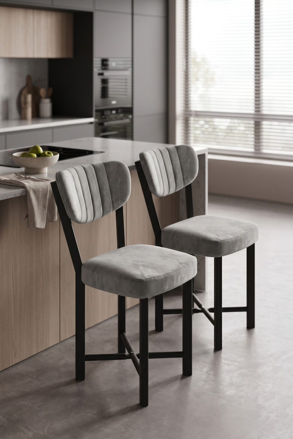 Elma Set di sedie da cucina con gambe in metallo 2