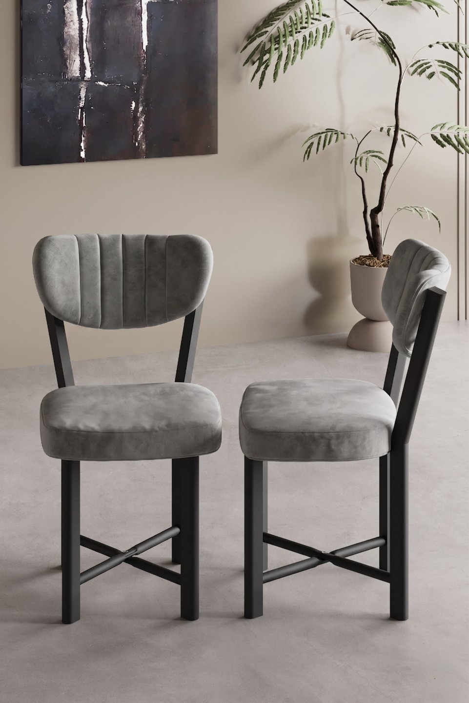 Elma Set di sedie da cucina con gambe in metallo 3