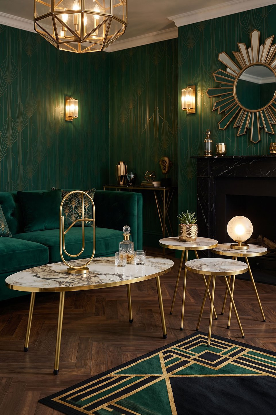 Ensemble de tables à pieds en métal doré 5