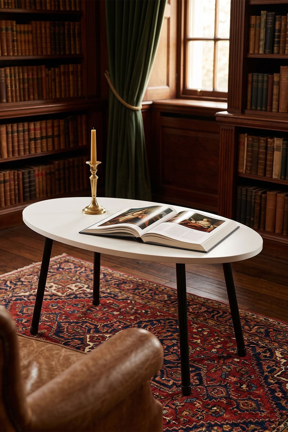 Ovaler Couchtisch mit Metallbeinen 5
