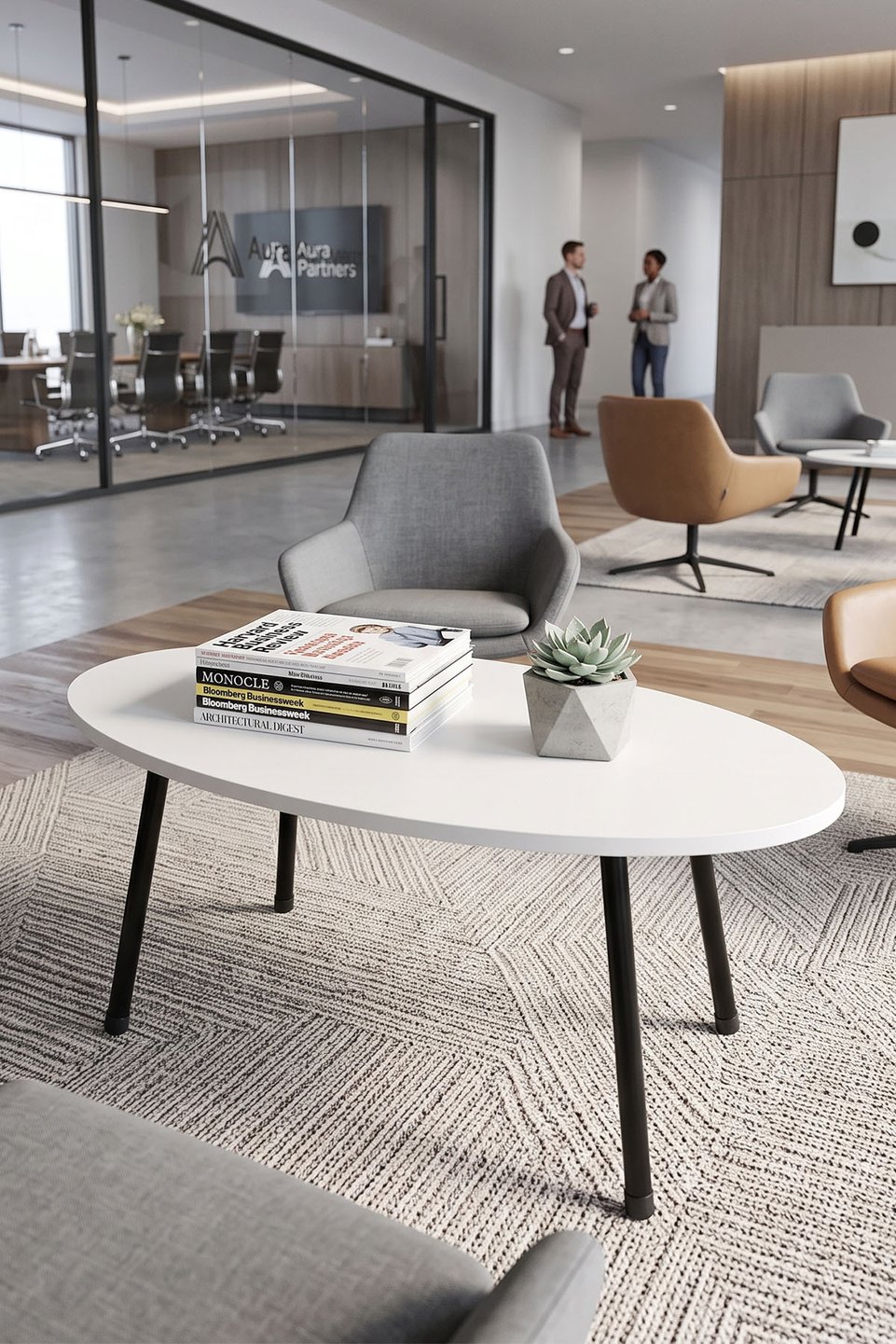 Ovaler Couchtisch mit Metallbeinen 7