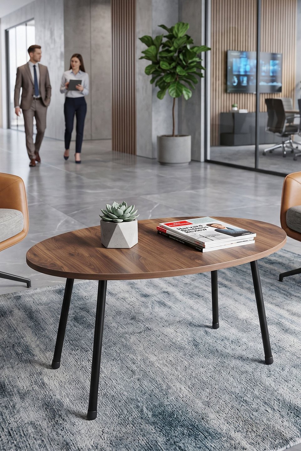 Ovale salontafel met metalen poten 8