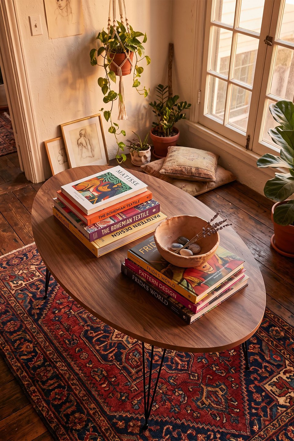 Oval Coffee Table with Wire Legs 2