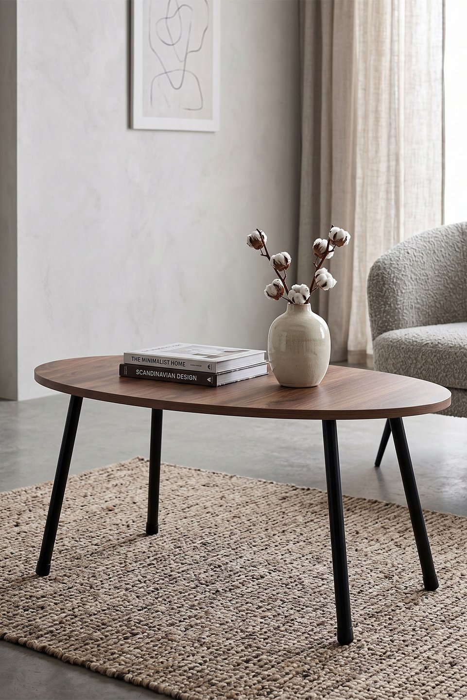 Ovale salontafel met metalen poten 2