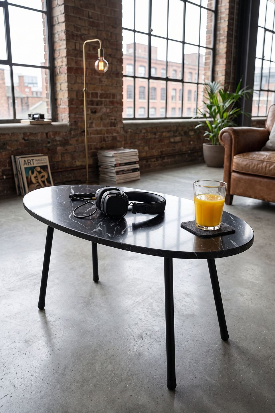 Oval Coffee Table with Metal Legs 4