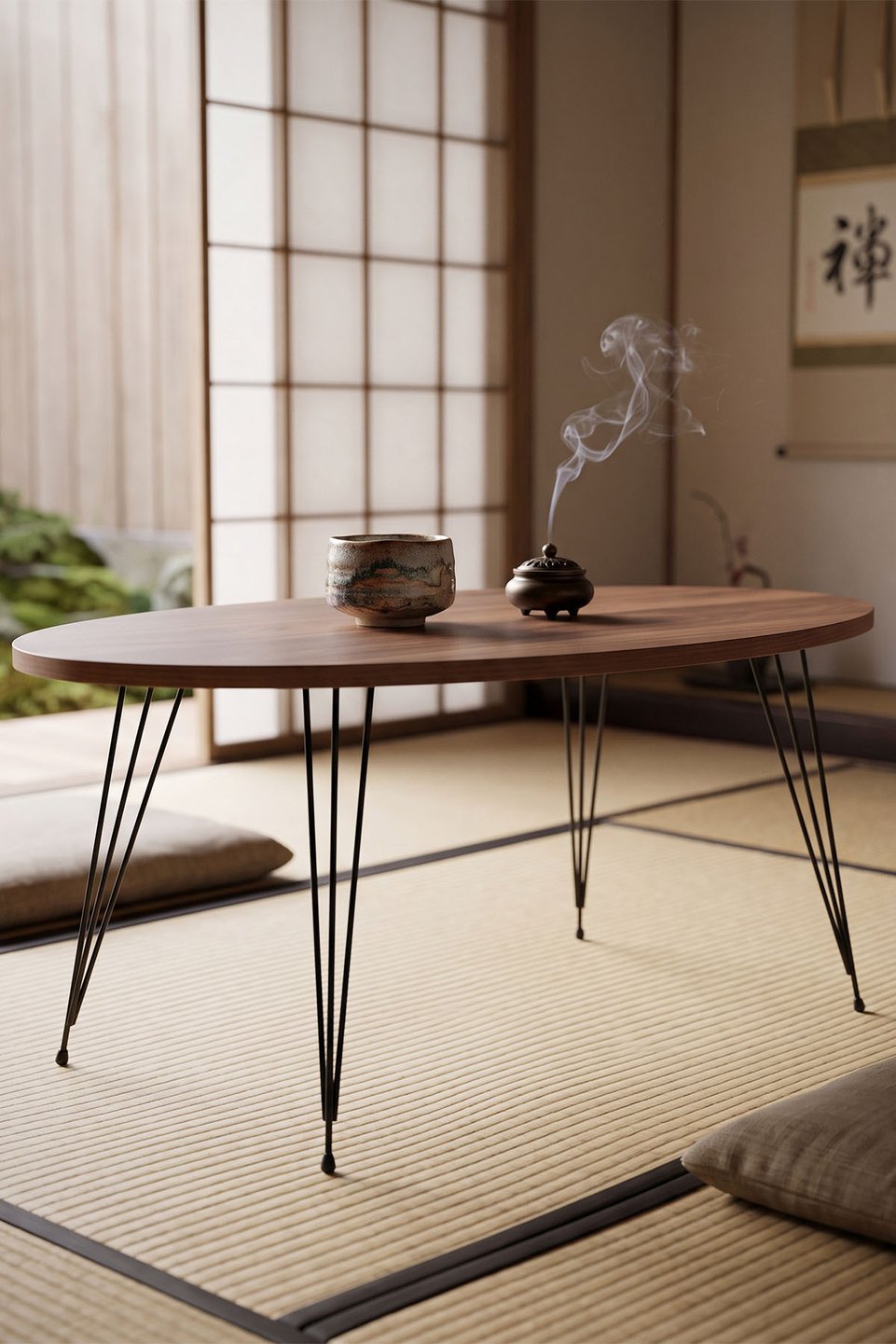 Oval Coffee Table with Wire Legs 3