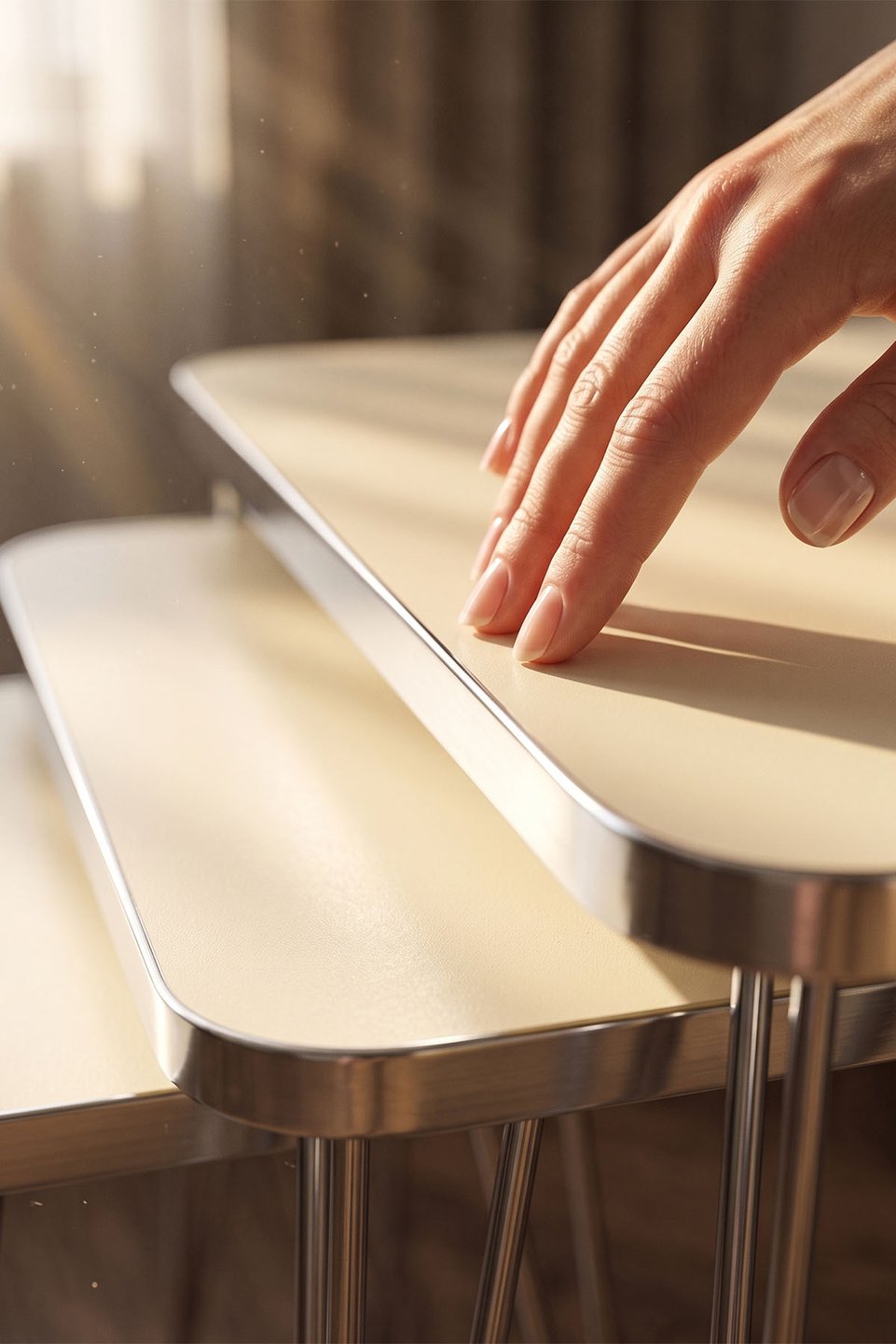 Tables gigognes à pieds en fil métallique doré 8