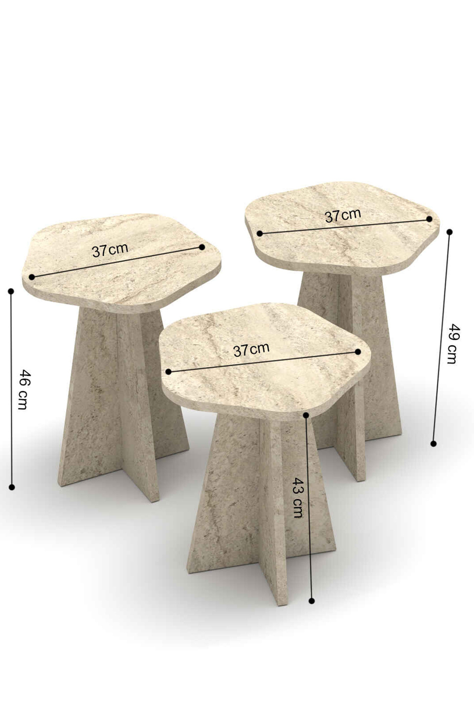 Çiçek Conjunto de mesa de centro e mesas de encaixe 3