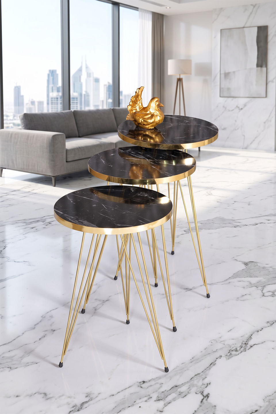 Nesttafels met gouden draadpoten – Bendir