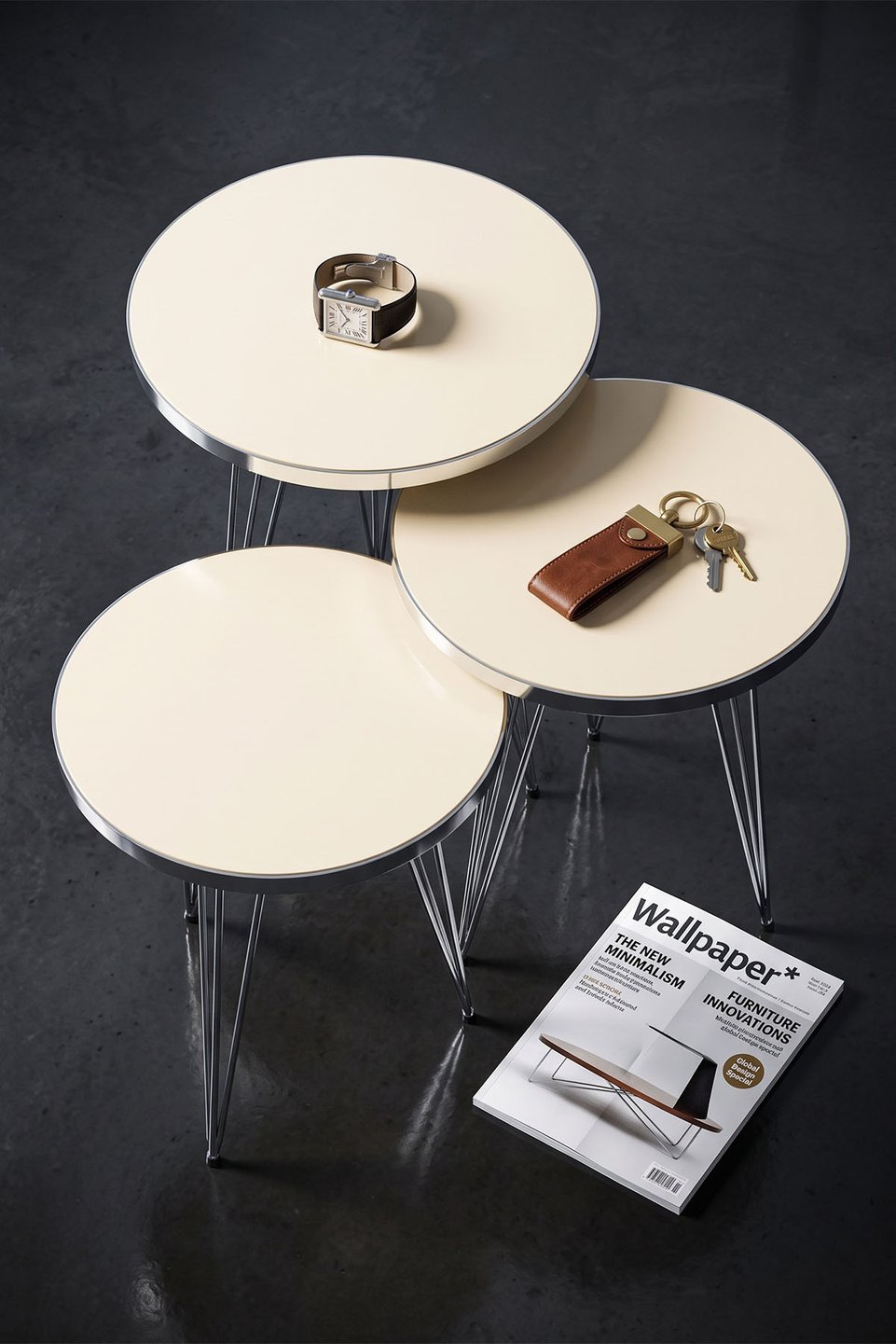 Nesttafels met zilveren draadpoten 3