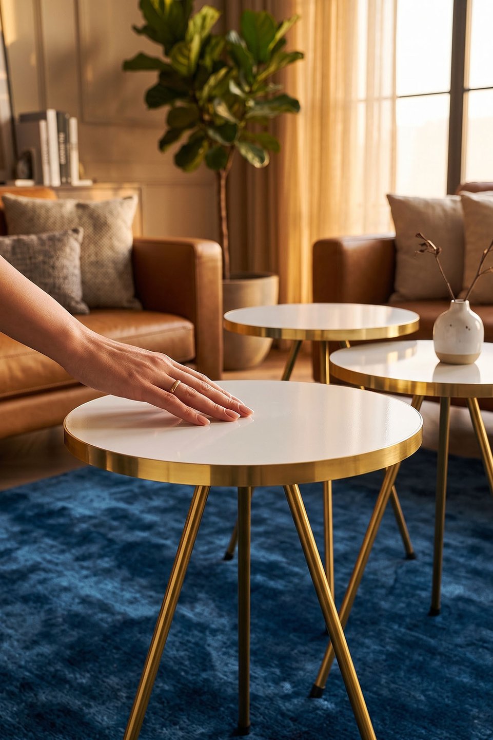 Satztische mit geraden goldenen Beinen 8