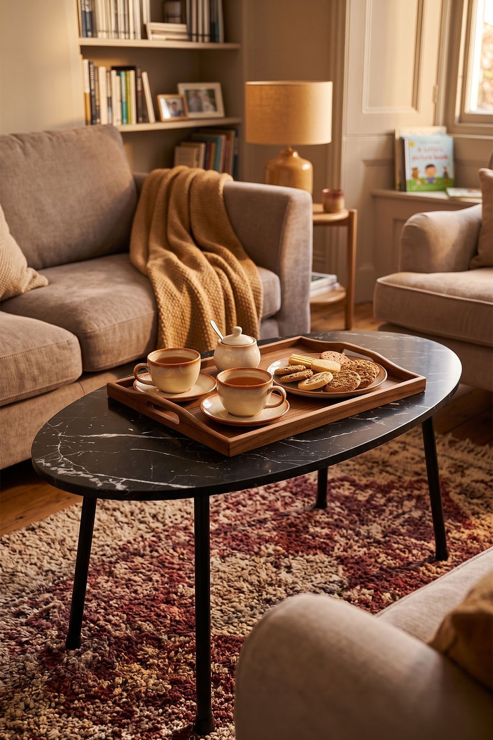 Oval Coffee Table with Metal Legs 2