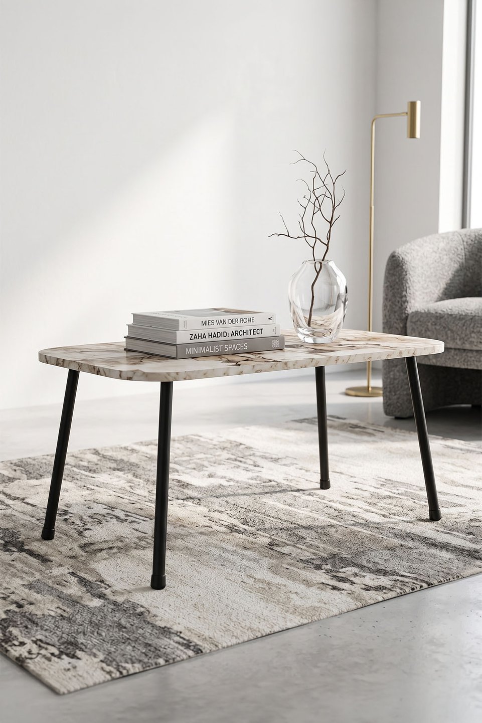 Mesa de centro rectangular de metal negro 2