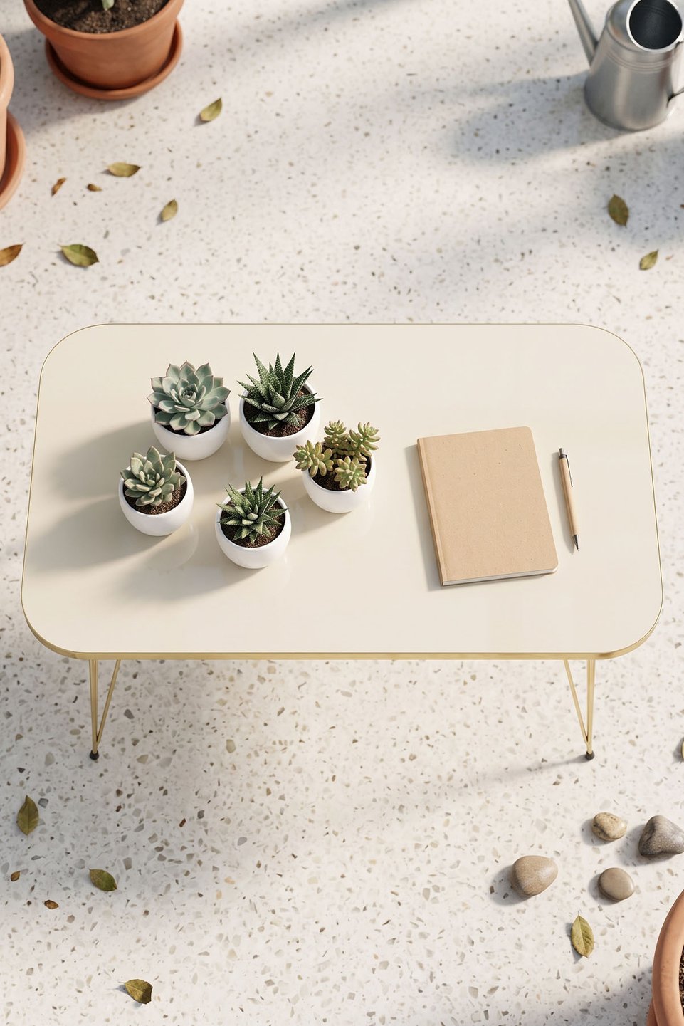 Vierkante salontafel met gouden draadframe 2