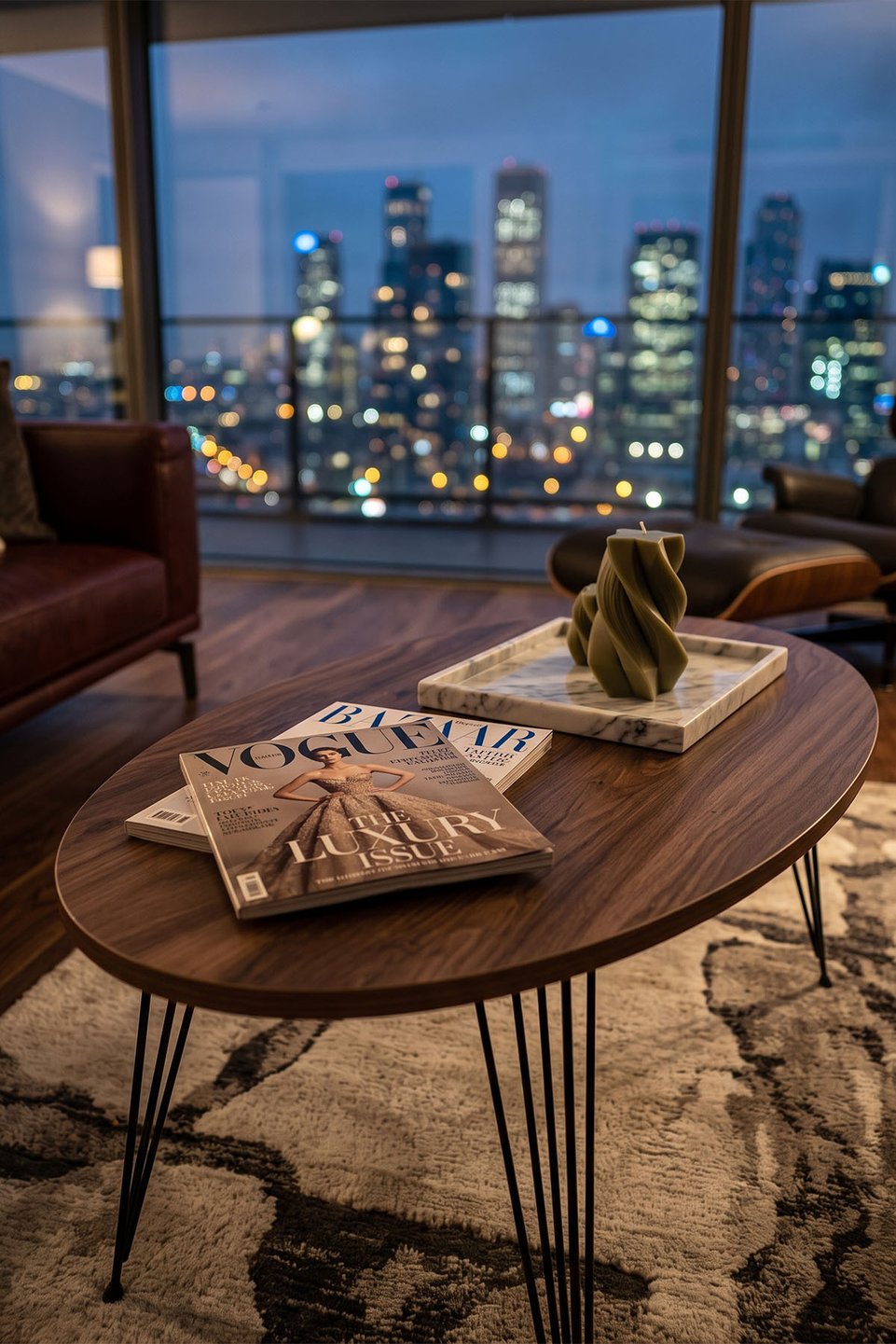 Oval Coffee Table with Wire Legs 4