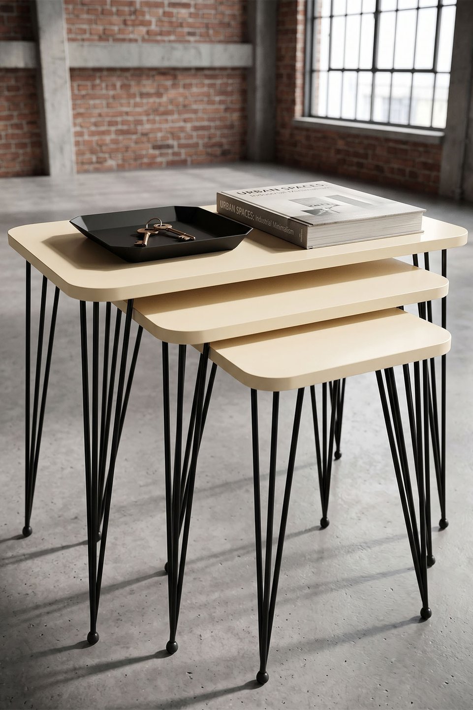 Nesttafels met draadpoten 3