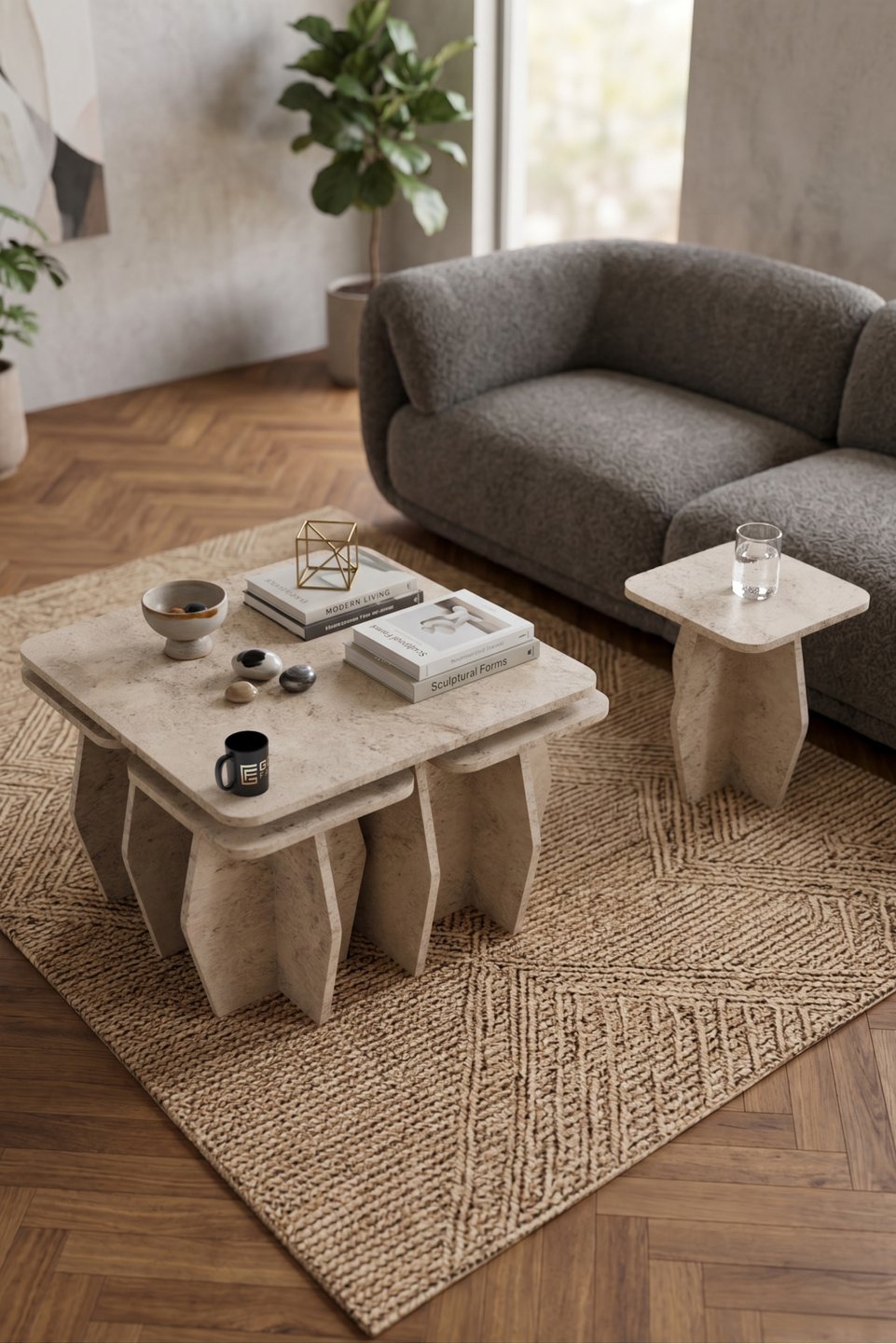 Set tavolino da salotto e tavolini a nido 7