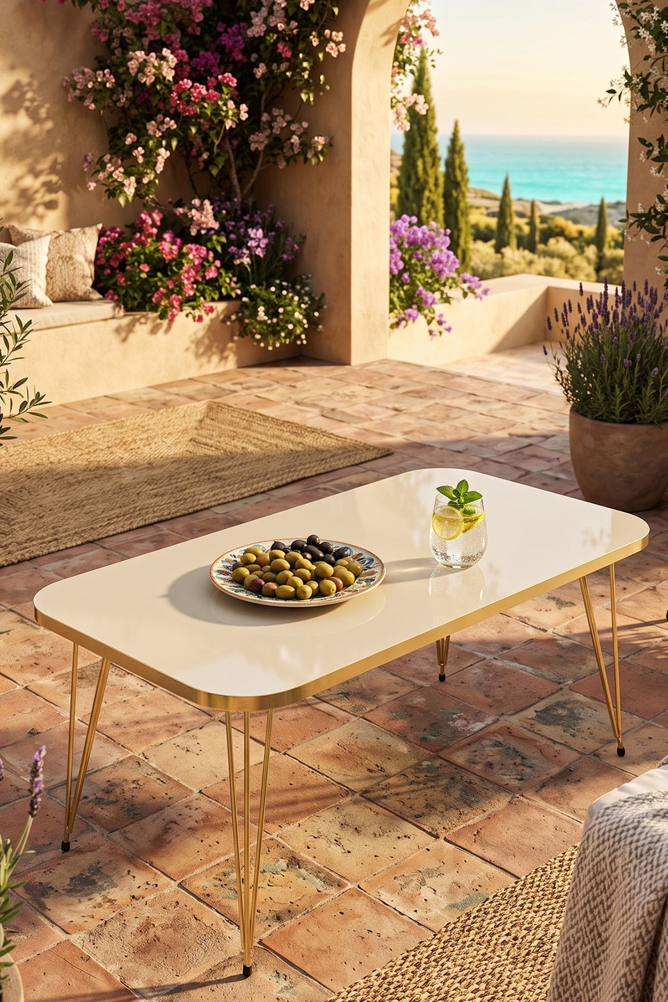 Vierkante salontafel met gouden draadframe 4