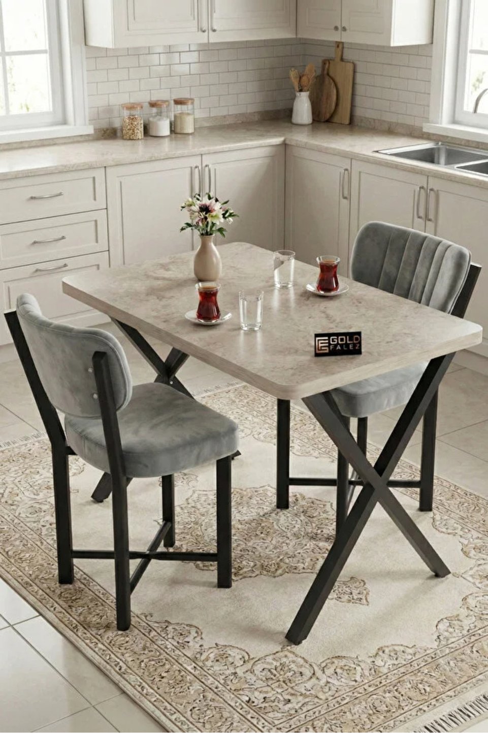 Elma Set di sedie da cucina con gambe in metallo 4