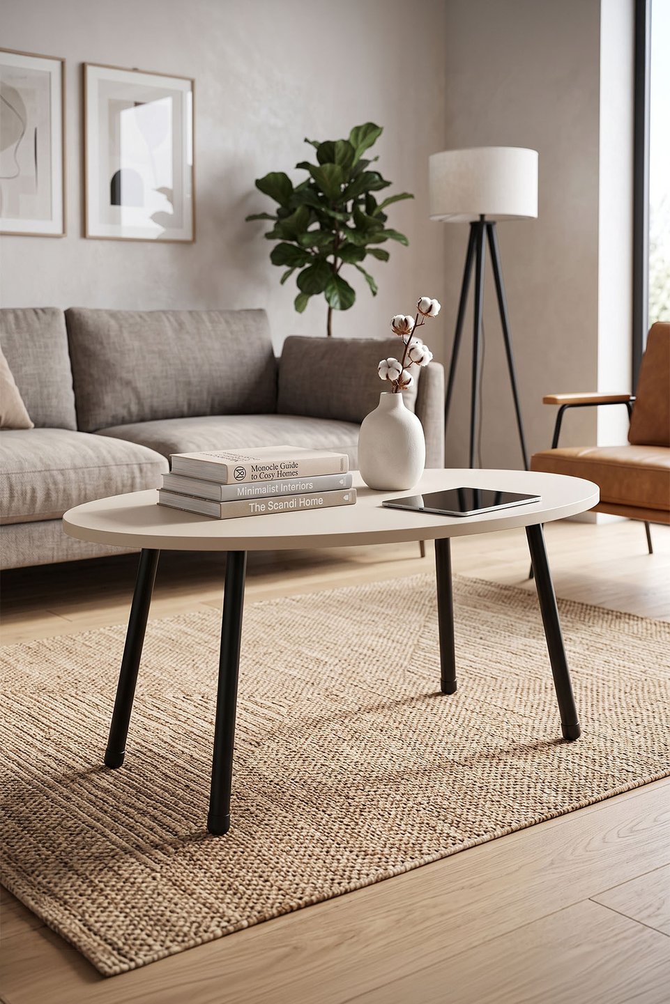 Ovale salontafel met metalen poten 4