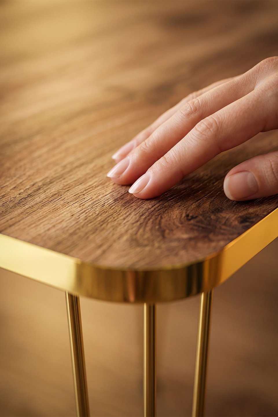 Mesas de encaixe com pés de arame dourado 8