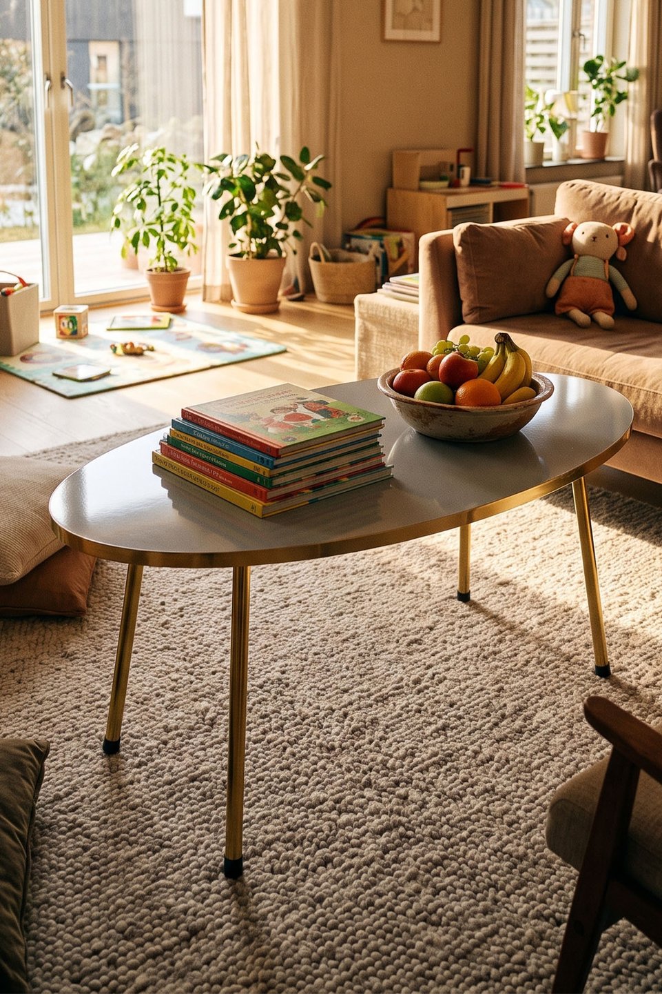 Ovaler Couchtisch mit goldenen Beinen 4