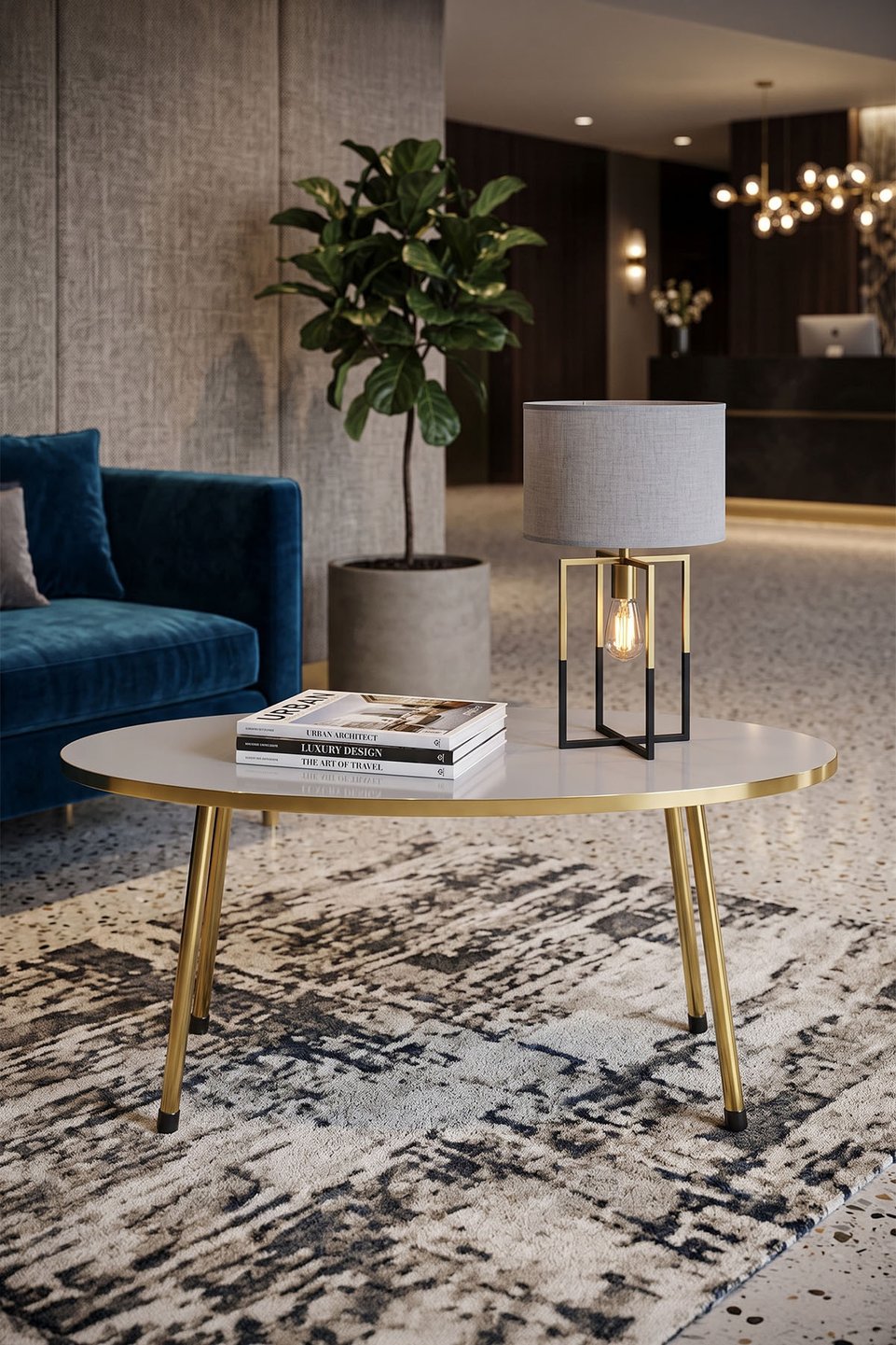 Ovaler Couchtisch mit goldenen Beinen 6