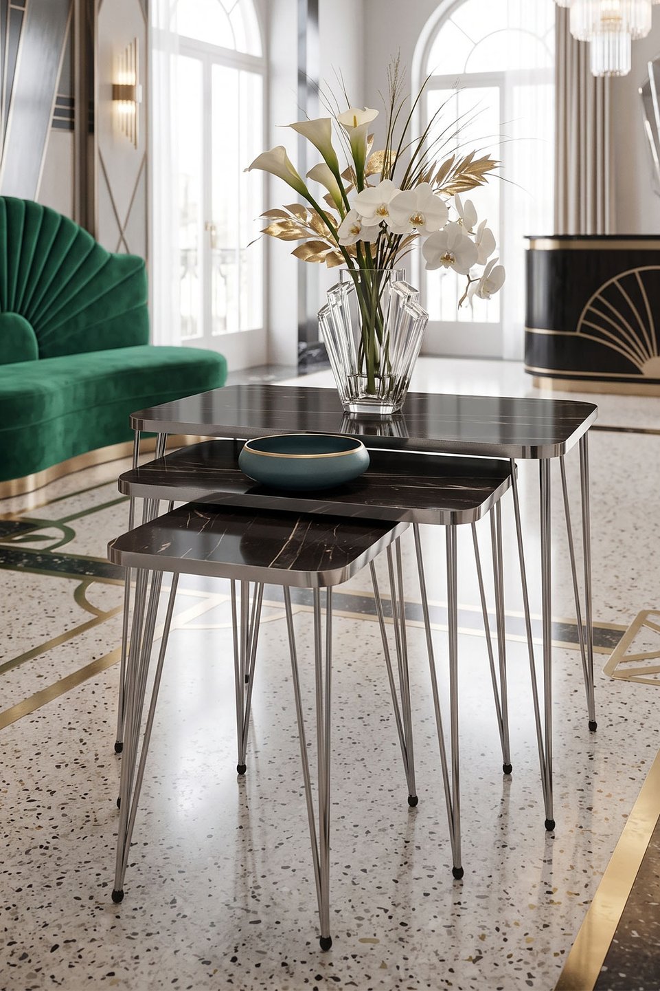 Nesttafels met gouden draadpoten 4