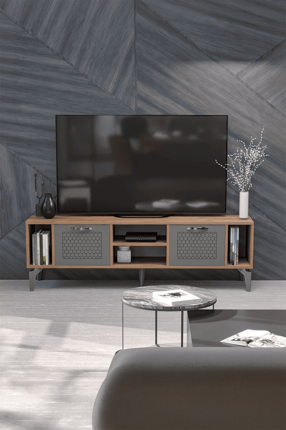 Linya Tv-meubel met zilveren details 2