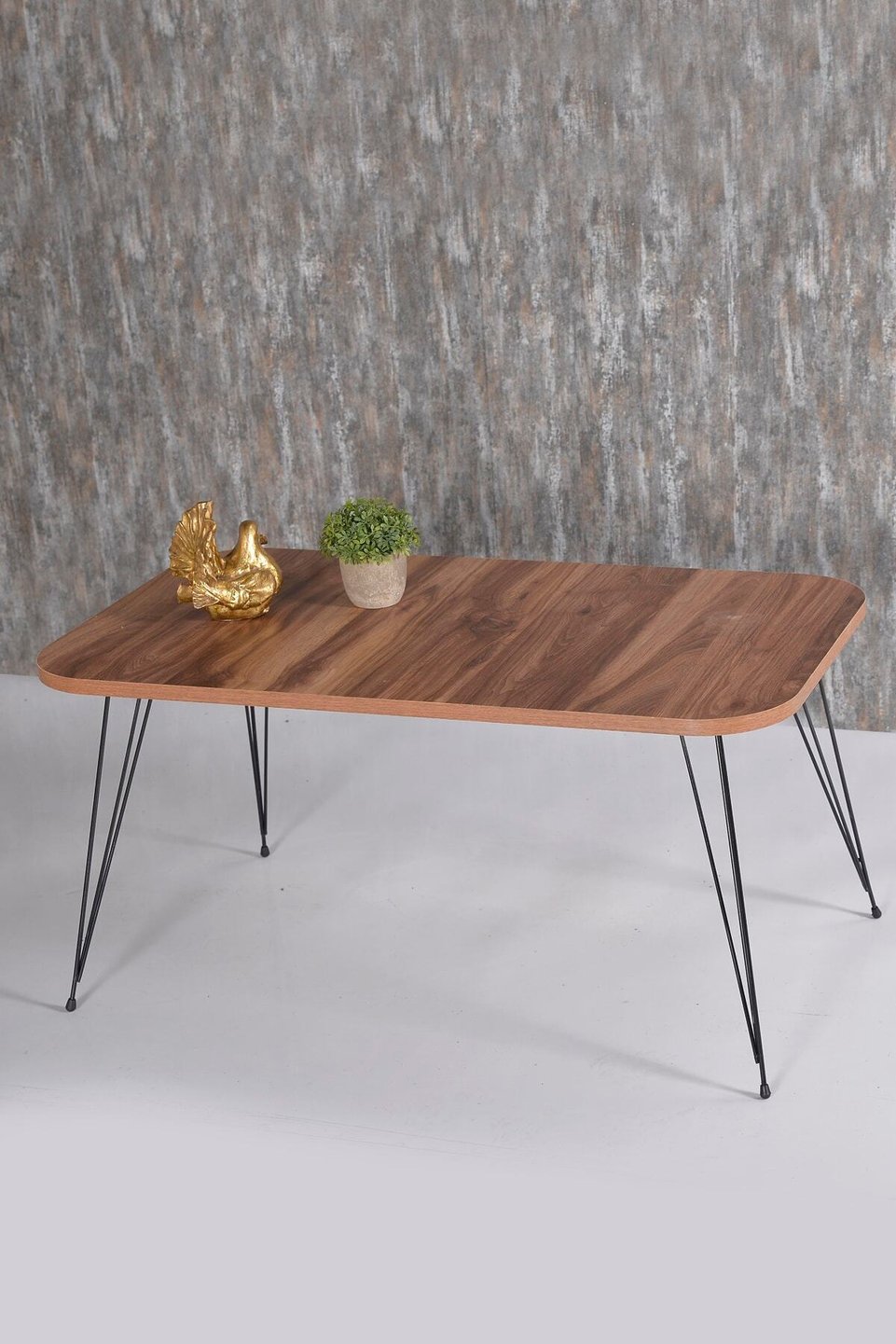Mesa de centro rectangular con patas de alambre 6