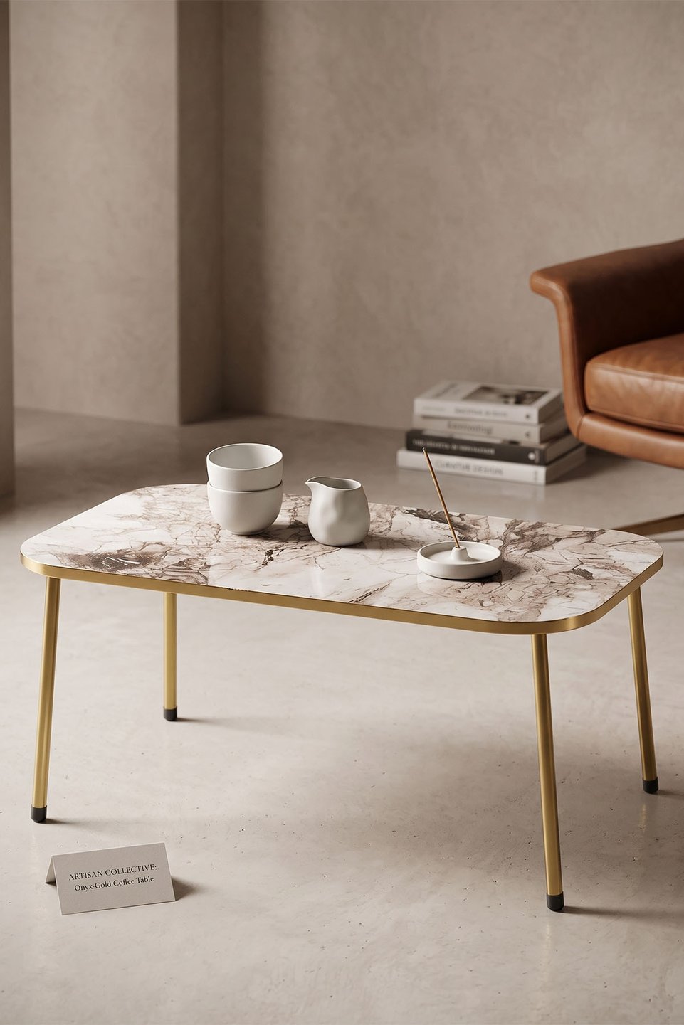 Table basse à pieds en métal doré 5