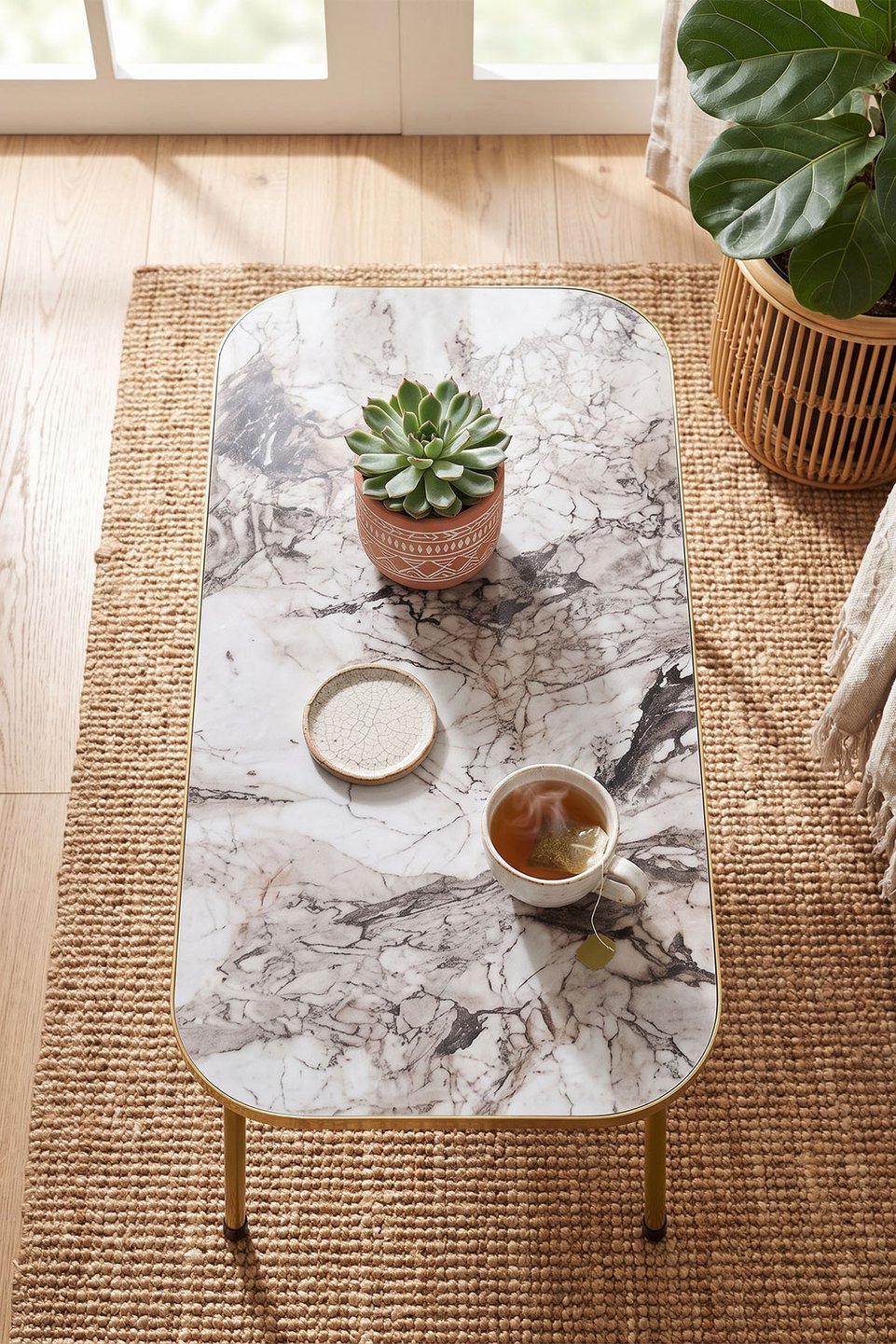 Table basse à pieds en métal doré 3