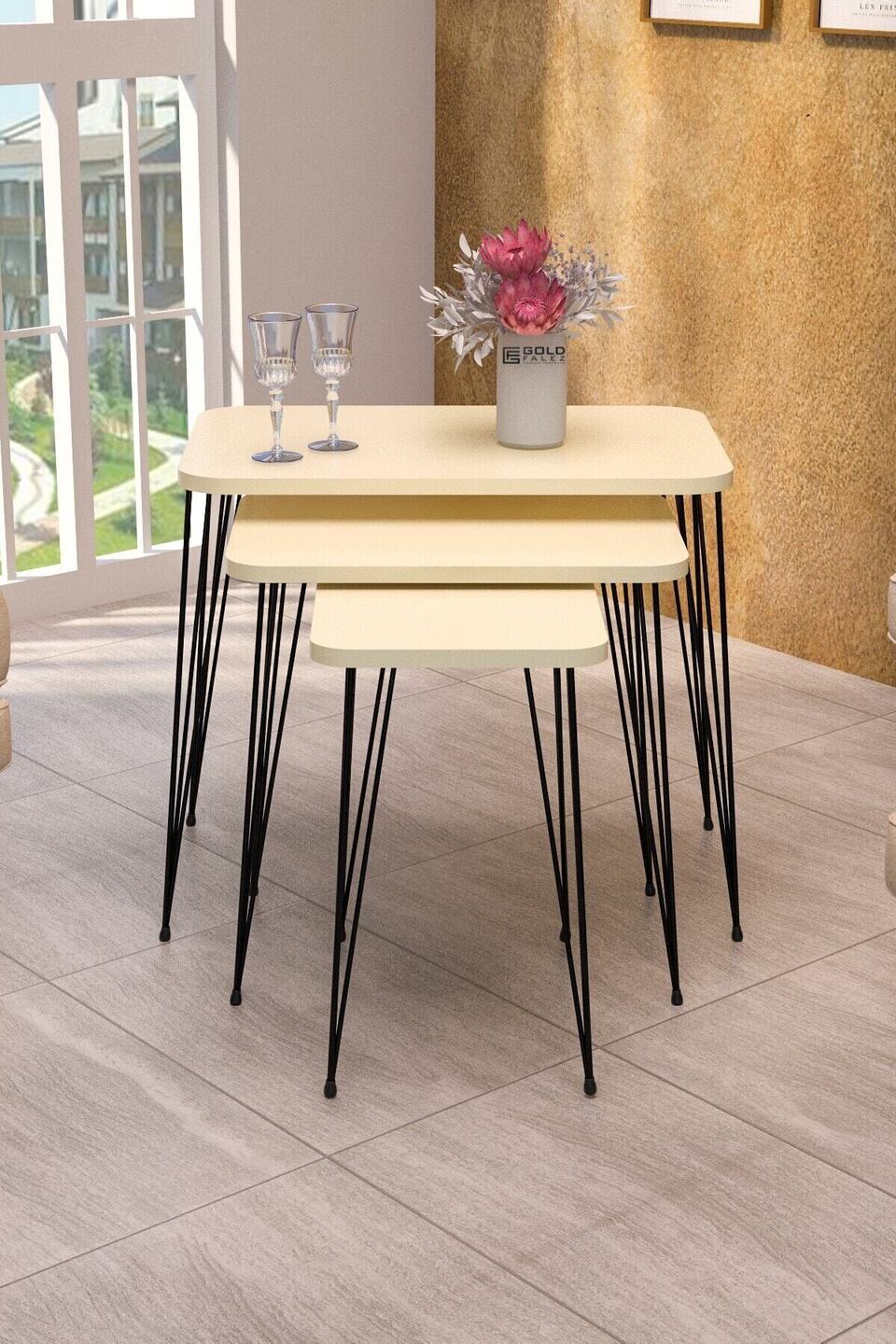 Nesttafels met draadpoten 2