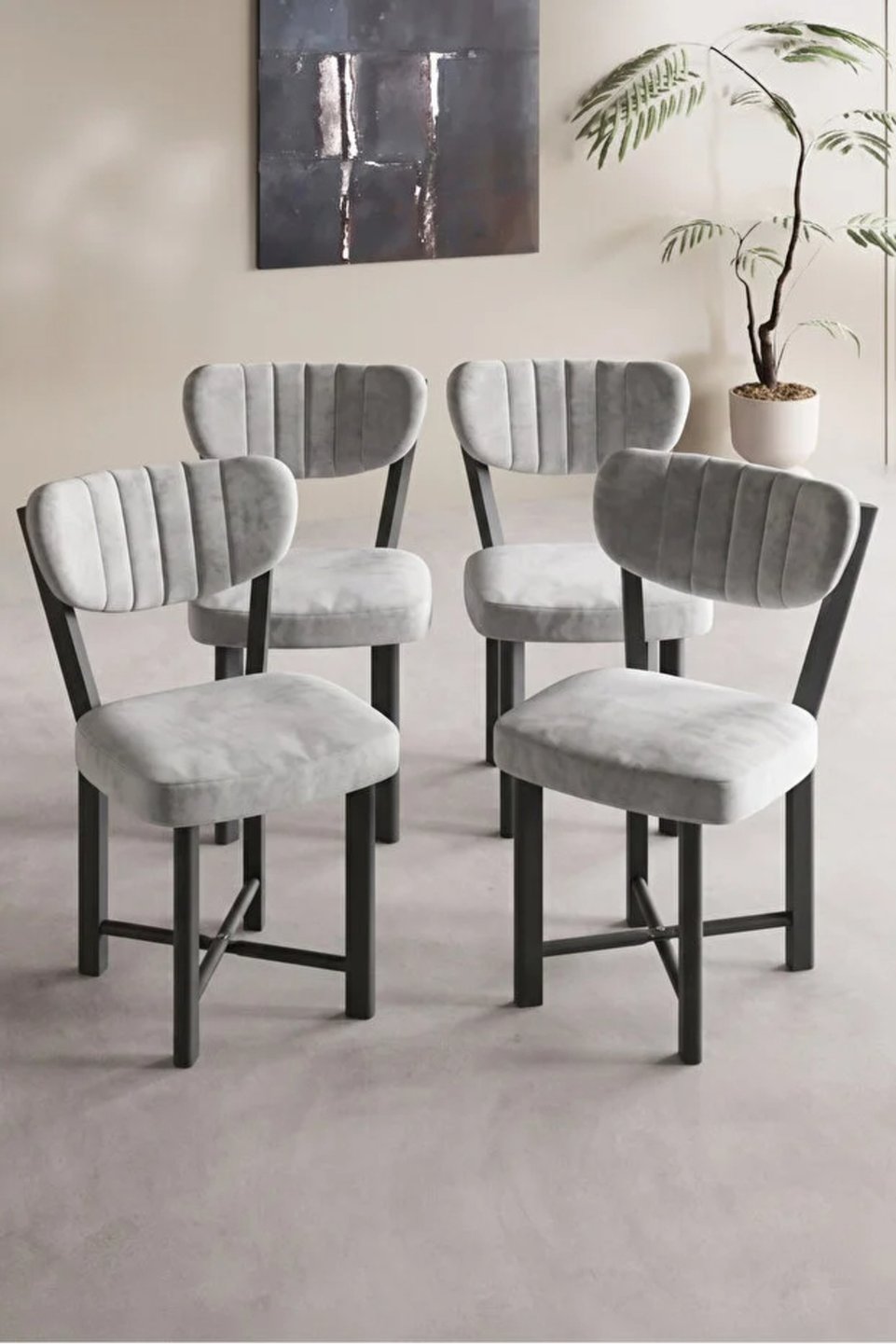 Elma Set di sedie da cucina con gambe in metallo 2