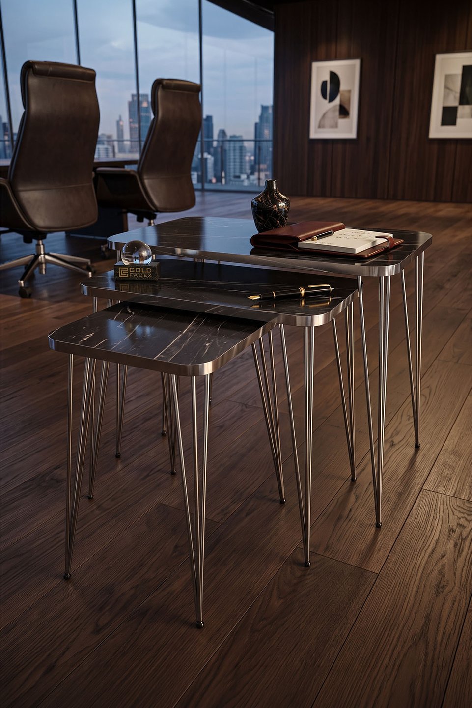 Nesttafels met gouden draadpoten 5