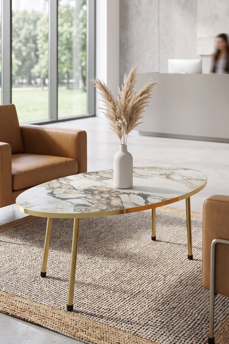 Ensemble de tables à pieds en métal doré 2