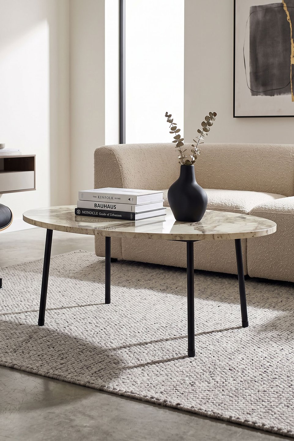 Table basse ovale à pieds en métal 5