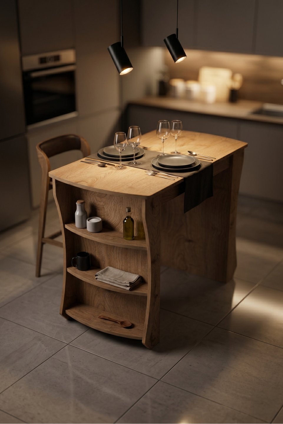 Tavolo bar isola da cucina con ripiani 4