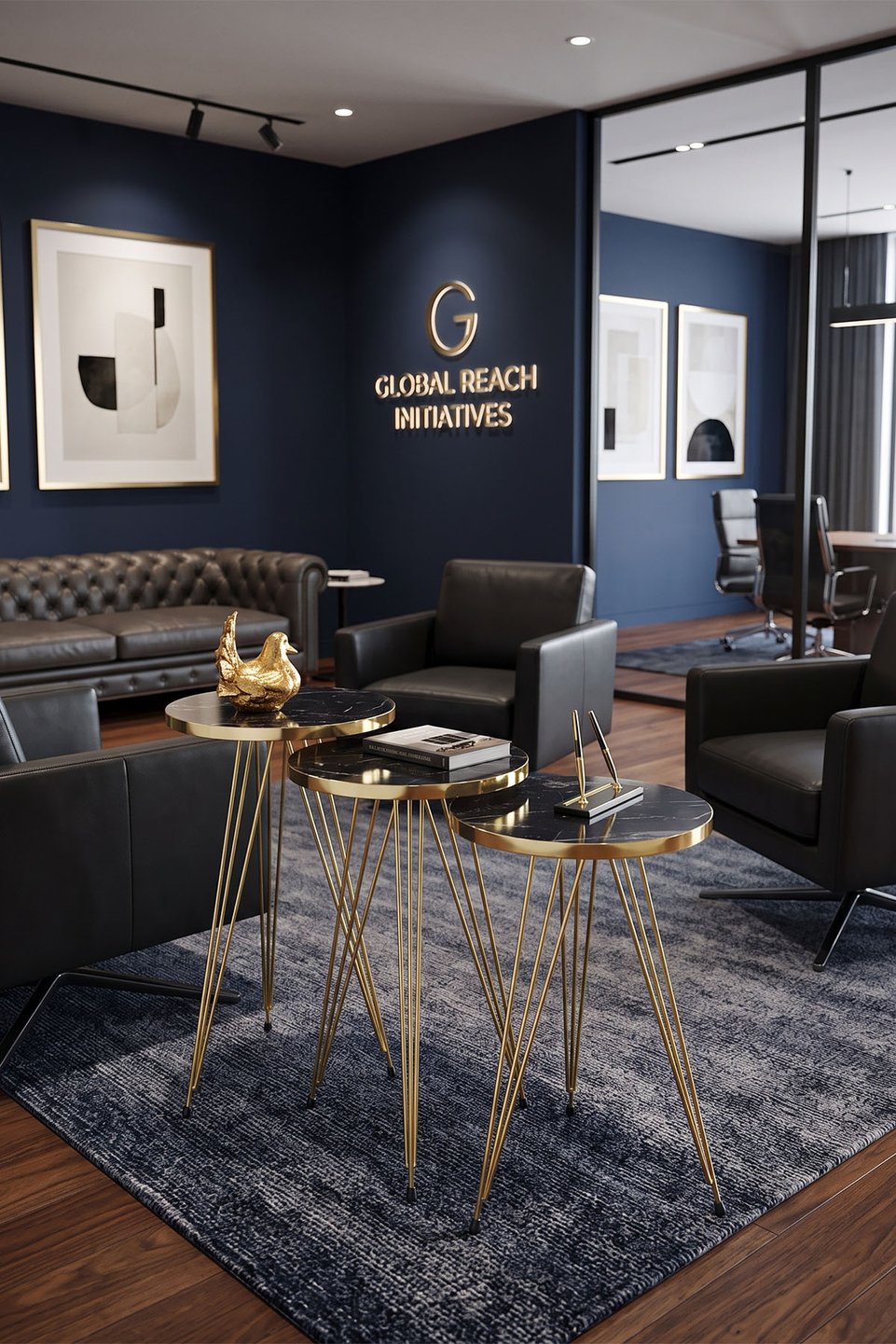Nesttafels met gouden draadpoten 6