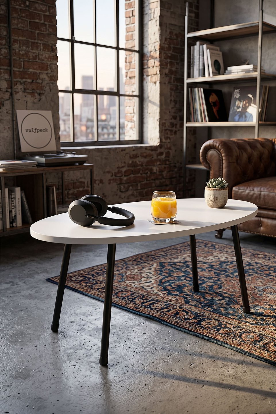 Ovaler Couchtisch mit Metallbeinen 4