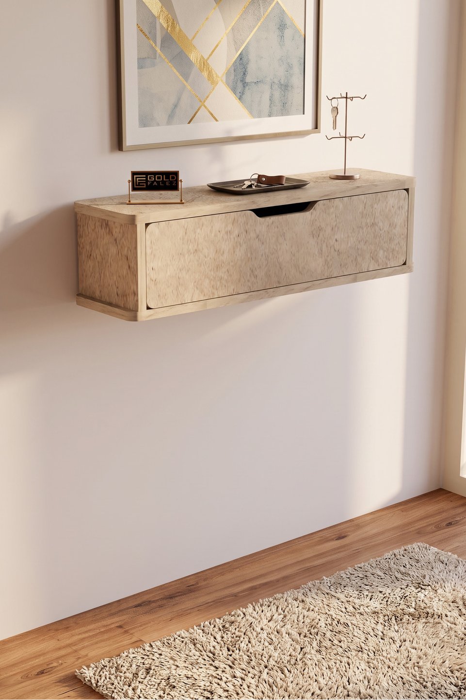 Luna Consola de parede com portas – Travertino